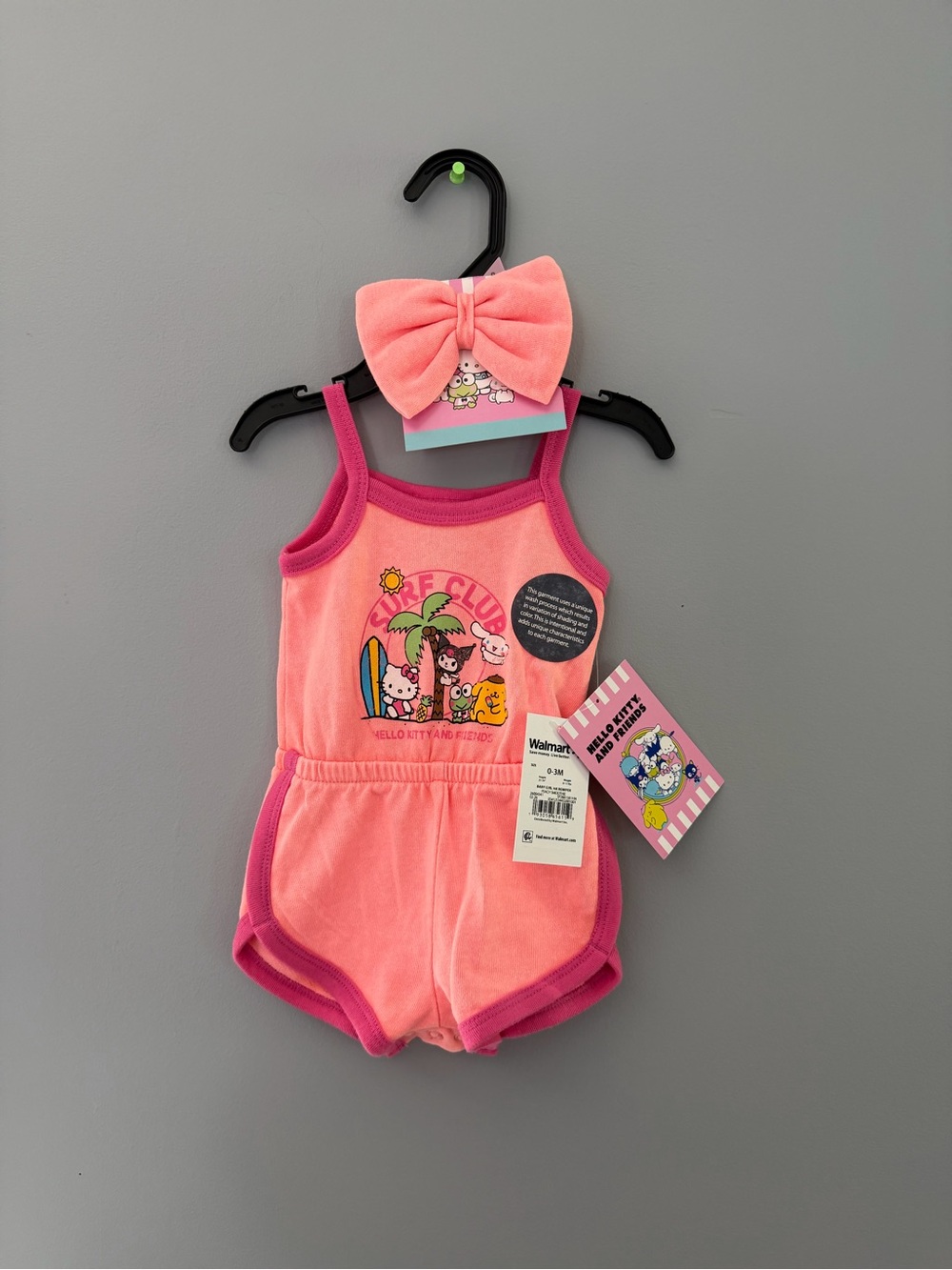 Hello Kitty Peach Pink Baby Romper with Multicolor Characters